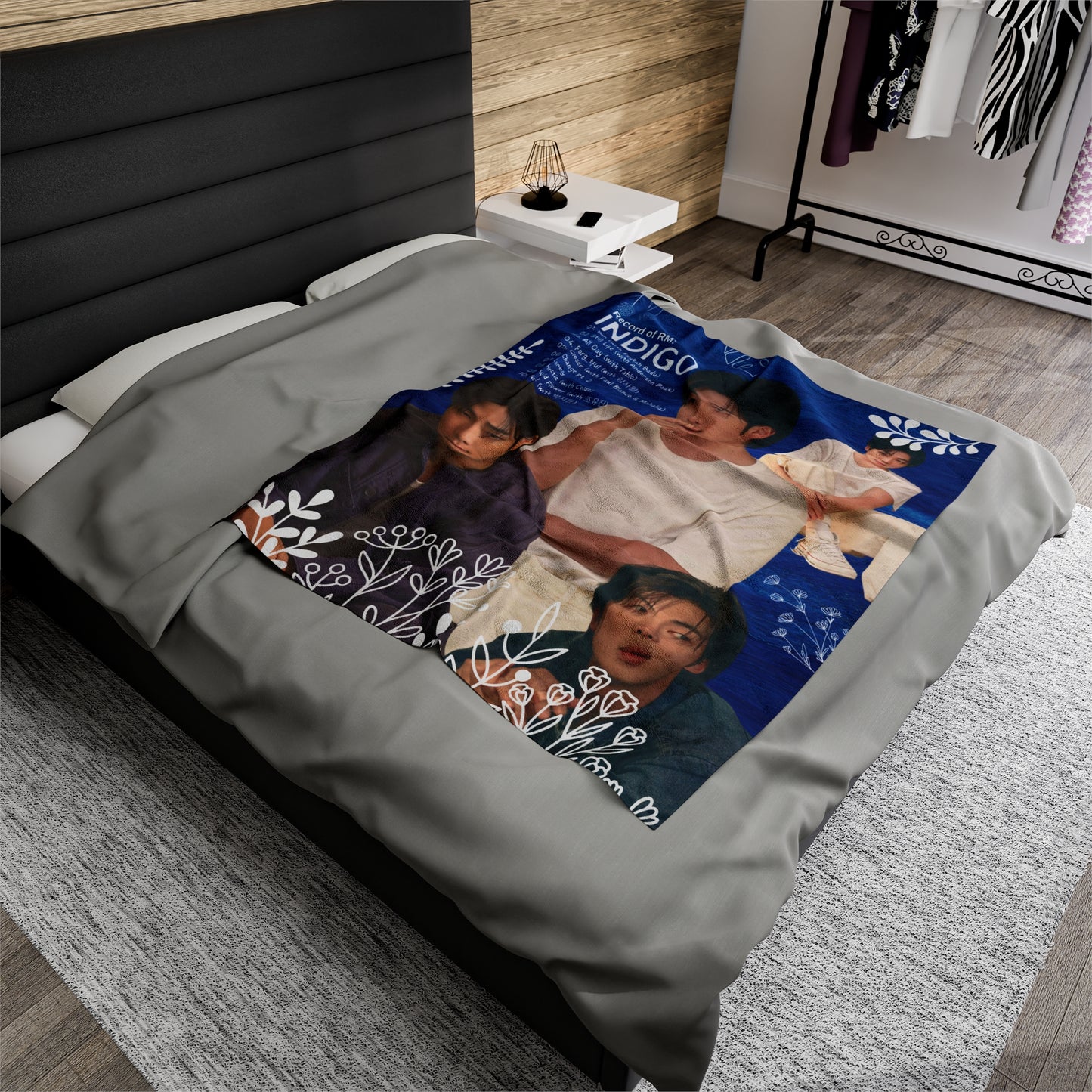 Indigo Velveteen Plush Blanket | BTS RM/Namjoon