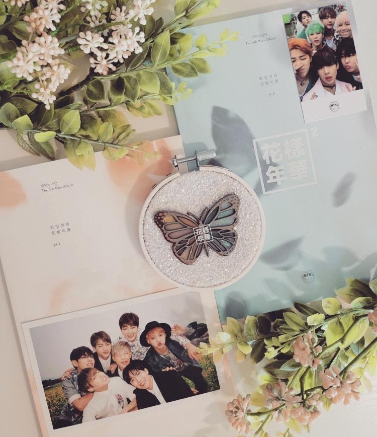 HYYH pt 2 Butterfly The Most Beautiful Moments in Life Hard Enamel Pin Stained Glass