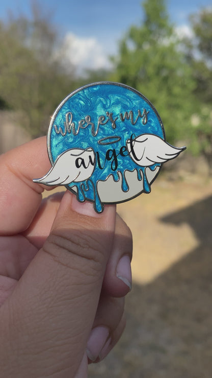 Where’s My Angel Hard Enamel Pin | BTS Blue & Grey