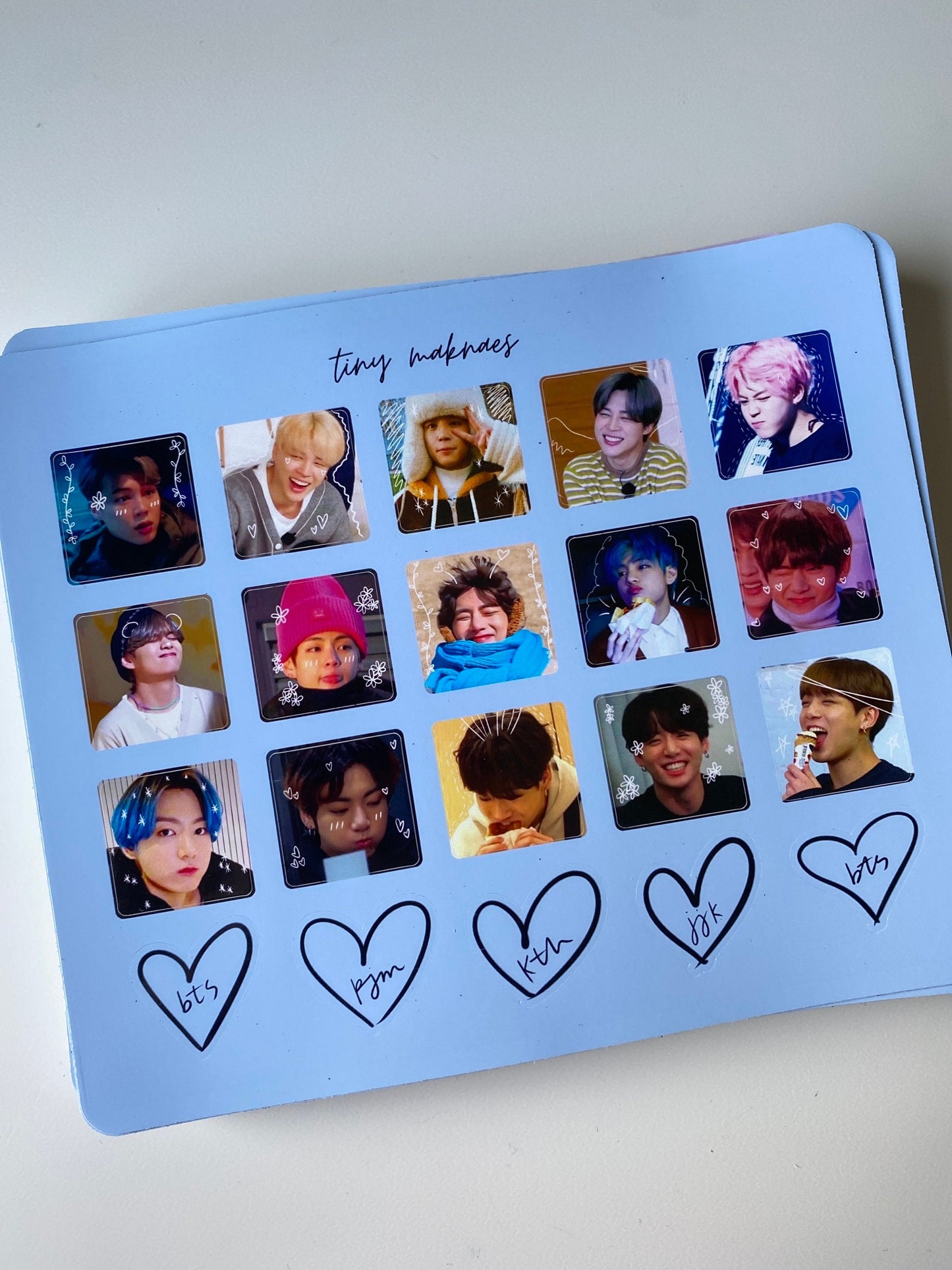 Tiny BTS sticker sheets