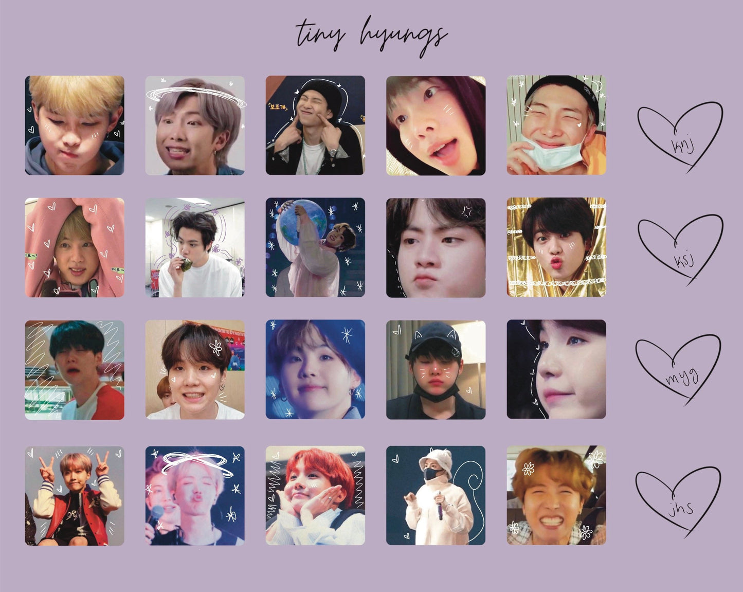 Tiny BTS sticker sheets