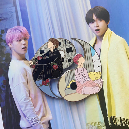 Taehyung & Jimin (VMIN) Yin & Yang Hard Enamel Pin, Keychain, & Sticker