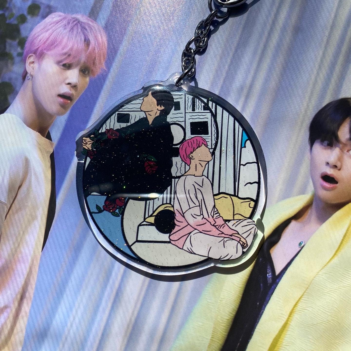 Taehyung & Jimin (VMIN) Yin & Yang Hard Enamel Pin, Keychain, & Sticker