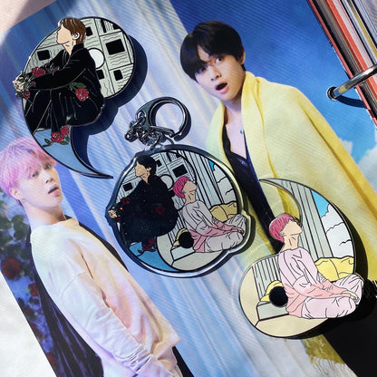 Taehyung & Jimin (VMIN) Yin & Yang Hard Enamel Pin, Keychain, & Sticker