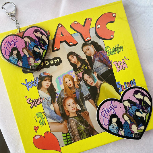 StayC ASAP Heart Sticker and Keychain