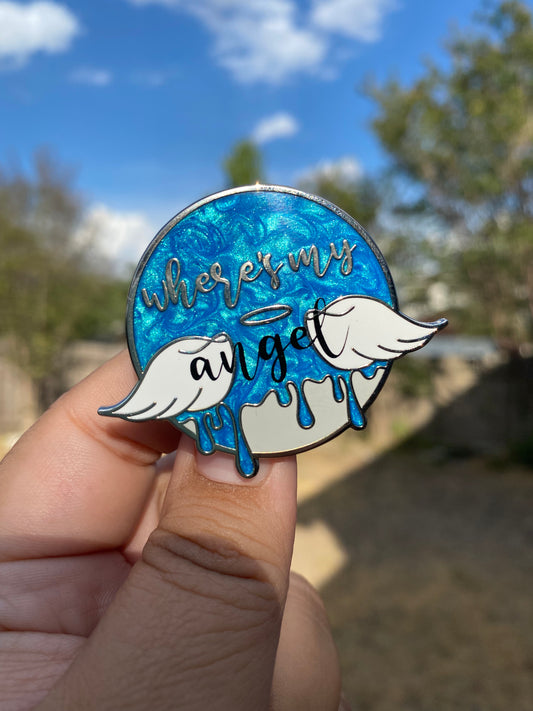 Where’s My Angel Hard Enamel Pin | BTS Blue & Grey